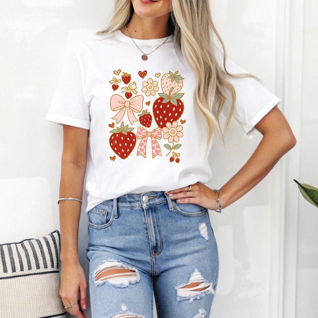 Camiseta Coquette Strawberry de Verão rosa (Criador carregado)