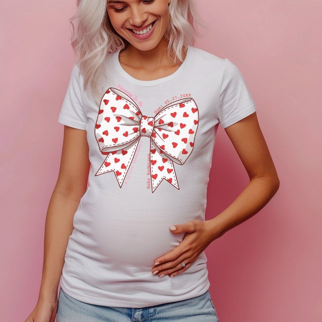 Camiseta Coquette Sweetheart Arco Mamãe a ser, gravidez (Coquette Sweetheart Bow Mommy to-be T-Shirt)