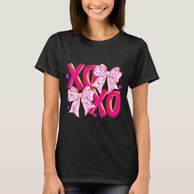 Camiseta Coquette Valentine Xoxo Funny Valentine Bow Hearts (Frente)