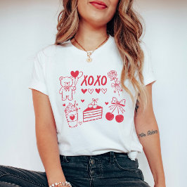 Camiseta Coquette Valentine XOXO Urso de Pelúcia & Cerejas