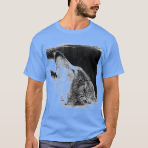 Camiseta Cor Azul do Trabalho de arte do esboço do Wolf da