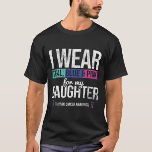 Camiseta Cor Azul Teal Rosa Para Cancer Filha Da Tiroide Aw