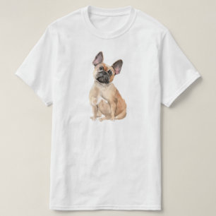 Camiseta Cor bege-branca - Buldogue francês