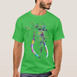 Camiseta Cor Colorida do Primavera de Elefante Indiano