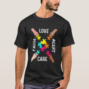Camiseta Cor Colorido da Conscientização e Aceitação do Aut
