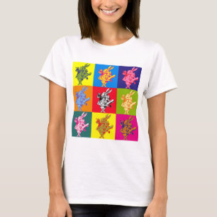 Camiseta Cor completa do coelho branco do pop art