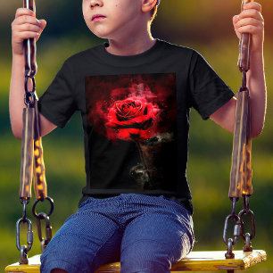 Camiseta Cor da água da flor da rosa vermelha - bb