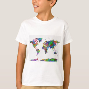 Camiseta cor da água do mapa mundial