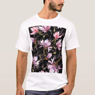 Camiseta Cor da Água Magnolia Rosa Preto