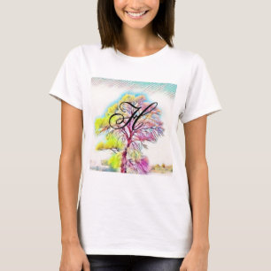 Camiseta Cor da água moderna das árvores neves coloridas