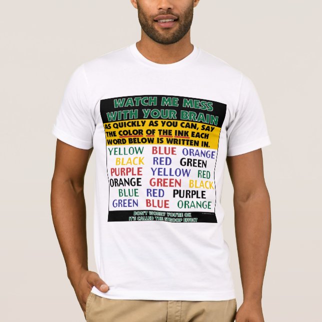 Camiseta Cor da ilusão das palavras o efeito de Stroop (Frente)