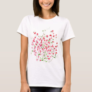 Camiseta cor d'água de ervilhas cor-de-rosa