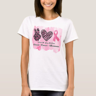 Camiseta cor d'água do cancer de paz e cura