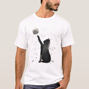 Camiseta Cor d'água do gato preto e do gato de estimação