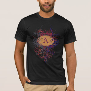 Camiseta Cor damasco de safra com Monograma - Letra A