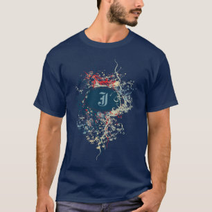 Camiseta Cor damasco de safra com Monograma - Letra J