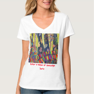 Camiseta cor-de-água brilhante da floresta, colorida