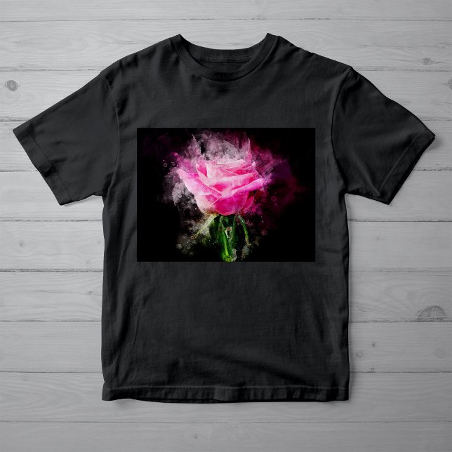 Camiseta Cor de água da flor rosa rosa rosa - bb (Criador carregado)