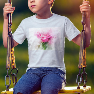 Camiseta Cor de água da flor rosa rosa rosa - wb