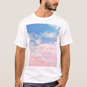 Camiseta Cor de Água das Nuvens Rosa: Céu Gradiente.