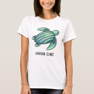 Camiseta cor de água ilhas havaianas tartaruga marinha azul