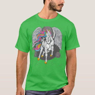 Camiseta cor de cavalo unicórnio com asas moo de espaço liv