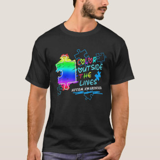 Camiseta Cor De Consciência Do Autismo Fora Das Linhas