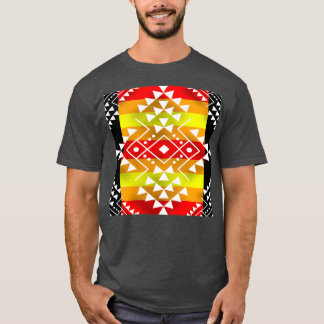 Camiseta Cor de Fogo Nato Americana Preta Branco Geométrica