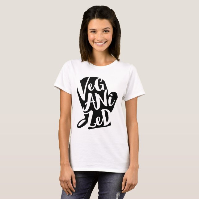 Camiseta Cor de Fundo Personalizada do Vegan Veganizada (Frente Completa)