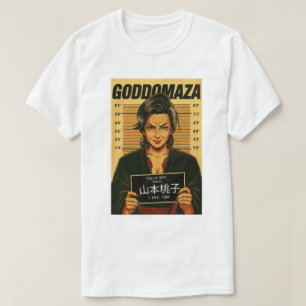 CAMISETA COR DE QUEDA DO MOMOKO MUGSHOT (TEXTO DO JAPÃO)