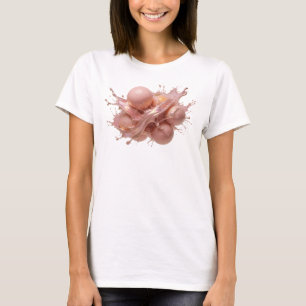 Camiseta Cor-de-Rosa Artística Abstrata de Laranja