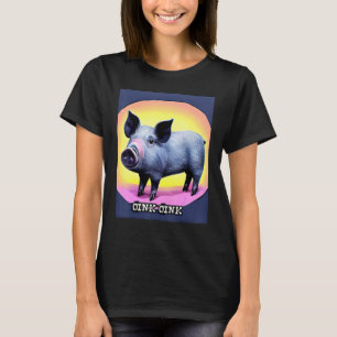 Camiseta Cor de rosa branca Oink Piggie_9