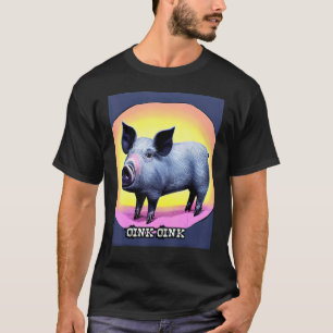 Camiseta Cor de rosa branca Oink Piggie_9