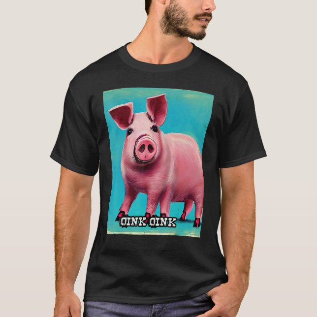 Camiseta Cor de rosa branca Rosa Oink_10 (Frente)