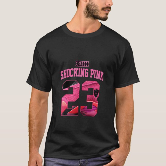 Camiseta Cor de rosa chocante 14s Número de Tee 23 Calçados (Frente)