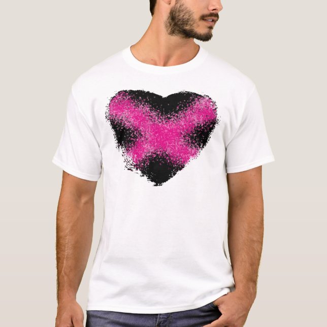 Camiseta Cor de rosa chocante nos pontos brilhantes pretos  (Frente)