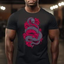 Cor-de-rosa-claro e Cobra Cinza com Camisa-T de Fl