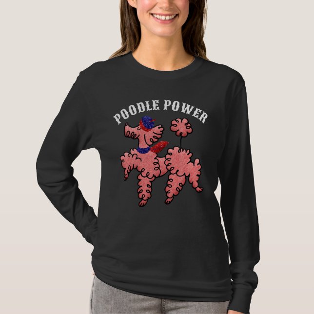 Camiseta cor-de-rosa com alimentação de poodle (Frente)