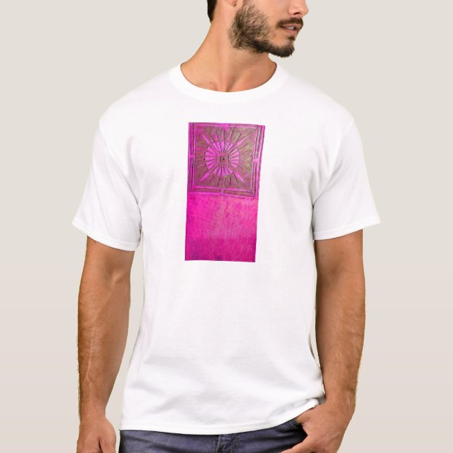 Camiseta Cor-de-rosa-estrela,preto-de-fúcsia, monograma (Frente)