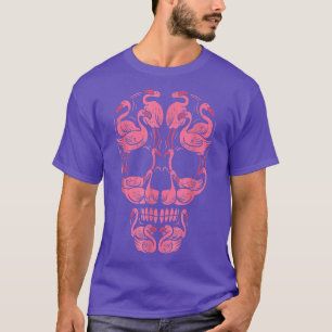 Camiseta Cor-de-rosa Flamingo Crânio Cancer Sensibilização