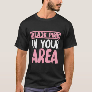 Camiseta Cor-De-Rosa Preto Na Sua Área Kpop Korea, Pop, Pop