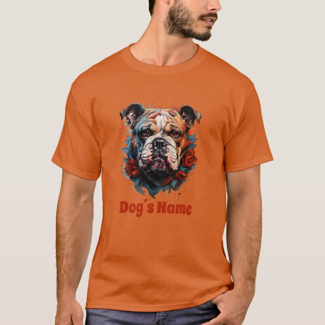 Camiseta Cor do Bulldog Retrato Silhouette T-Shirt (Frente)