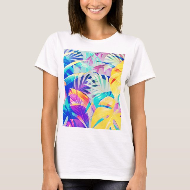 Camiseta Cor do Pastel Floral Moderno Abstrato (Frente)