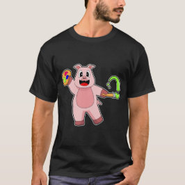 Camiseta Cor do pincel da pintura de suínos
