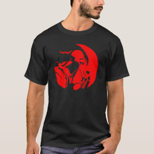 Camiseta cor escura da máscara do graf