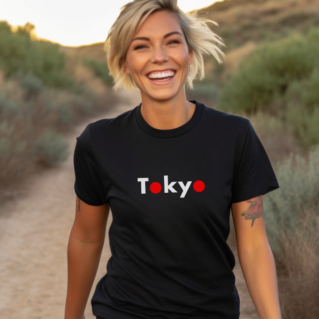 Camiseta Cor Escura dos Pontos Vermelhos do Japão Moderno (Criador carregado)