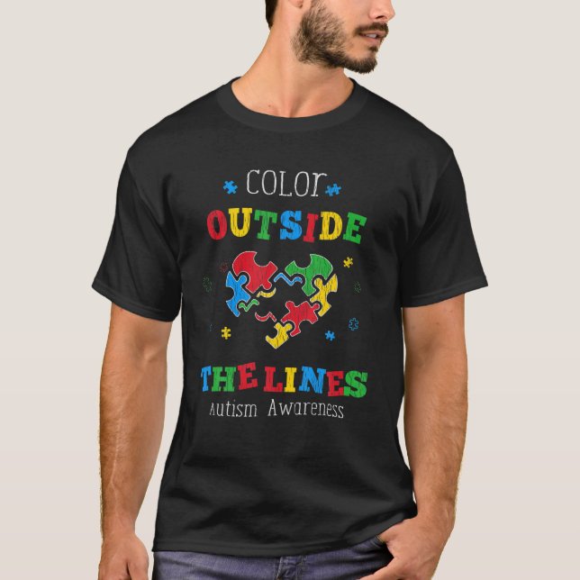 Camiseta Cor Fora Das Linhas Amor Crianças Autistas Autismo (Frente)