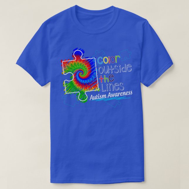 Camiseta Cor Fora Do Hippie De Consciência Do Autismo (Frente do Design)