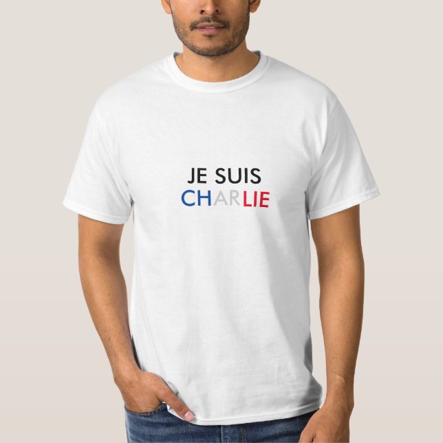 CAMISETA COR FRANCESA DE JE SUIS CHARLIE (EU SOU CHARLIE) (Frente)
