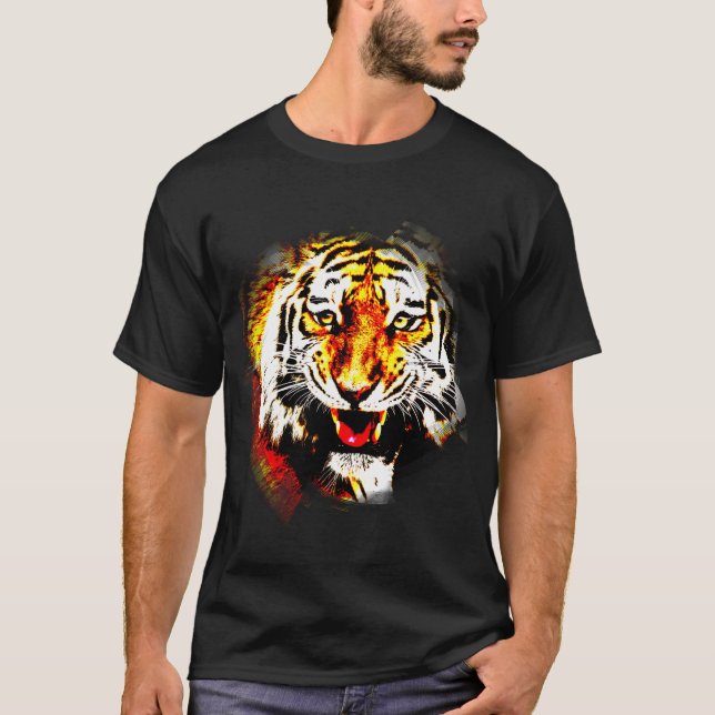 Camiseta Cor Modelo de Tigre Moderno Elegante (Frente)